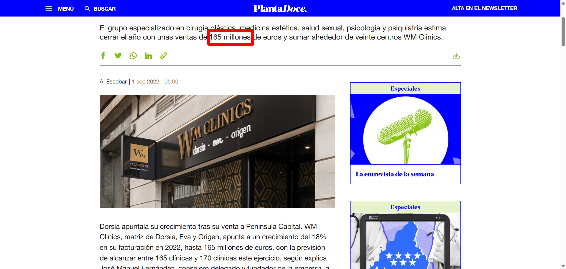 Nota de prensa Dorsia